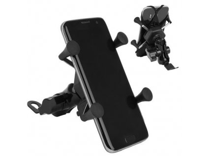 Motocyklový držák telefonu s nabíječkou, vodotěsný, otočný 360°, černý