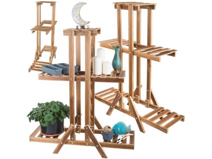 Třípatrový stojan na květináče dřevěné květináče