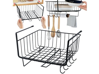 Kovový koš pod horní skříňkou 5 háčků držák papíru