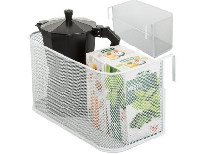 Koš kovový organizér na kolejnici závěsný koš kuchyňská police