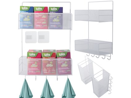 Kovový organizér závěsná police kuchyňská polička koupelnový věšák