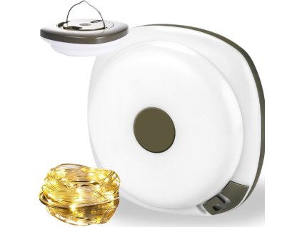 Kempování světlo dobíjecí led girlanda na roli 8m teplé