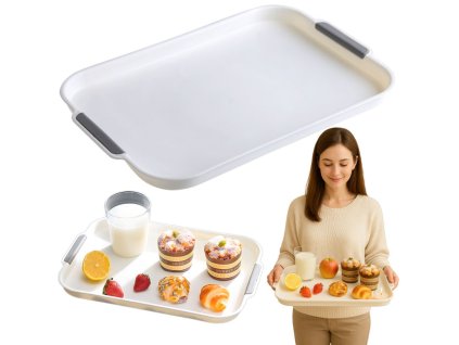 Kuchyňský podnos na servírování snídaní, nápojů, dortů a dezertů, plastový