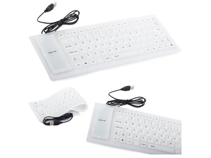 Silikonová gumová klávesnice bílá bezhlučná usb