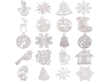 Dřevěné vánoční ozdoby na stromeček 20 kusů přívěsků ozdoby ozdoby