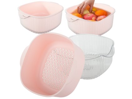 Dvojitá miska na mytí ovoce cedník sítko koš sítko sítko