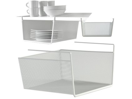 KOVOVÝ KOŠ ZAVĚŠENÝ NA KUCHYŇSKÉ POLICI ZÁVĚSNÝ POLICOVÝ ORGANIZÉR