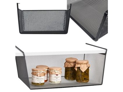 KOVOVÝ KOŠ ZAVĚŠENÝ NA KUCHYŇSKÉ POLICI ZÁVĚSNÝ POLICOVÝ ORGANIZÉR