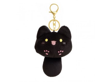 Plyšová kočka s ocasem - přívěsek na klíče - černá BRL364CZ