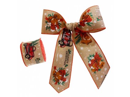 Vánoční stuha na mašli, vánoční dárková stuha 6,3 cm x 2 m KSN139