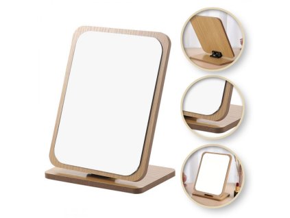 Obdélníkové dřevěné stojací kosmetické zrcátko 21 x 16 cm L8BR