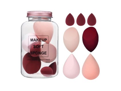 Sada 7 houbiček na make-up CREAMY RED DUO GB06CZE