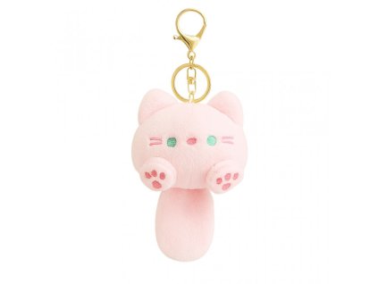 Přívěsek na klíče, plyšové kotě s ocáskem, růžové BRL364R