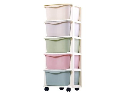 Plastový regál na kolečkách, zásuvková skříň, šatní skříň 97 x 38 x 37 cm PO10