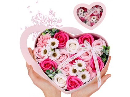 Kytice vonných mýdlových květů v dekorativní krabičce, BUK01R