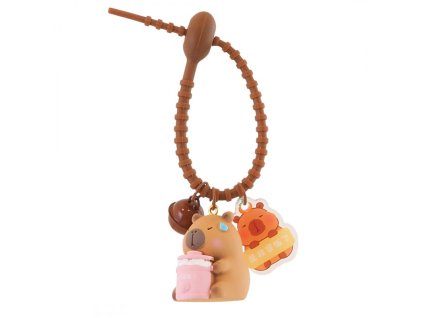 Přívěsek na klíče s kapybarou 3,6 x 2,7 cm s nádobou, přívěskem a zvonkem BRL337