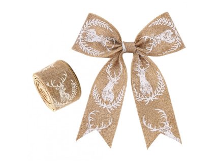 Vánoční stuha na mašli, vánoční dárková stuha béžová 5cm x 2m KSN128