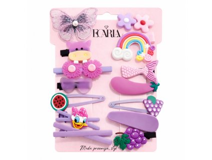 Sada 14 sponek a nazouváků do vlasů pro děti VIOLET SP282