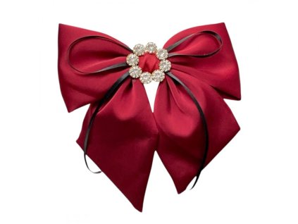 Vínová sponka do vlasů s mašlí a diamanty XL SP441BOR