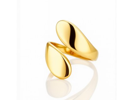 Prsten z chirurgické oceli pokovený 14k zlatem, nastavitelný PST986