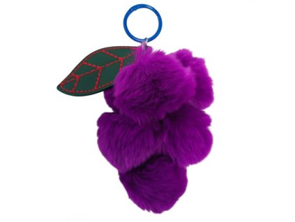 Nadýchaná klíčenka s hroznovým vínem a bambulkami, fialová BRL351