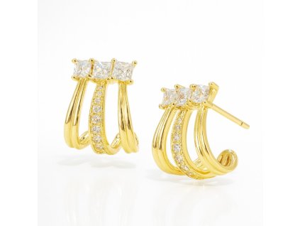 Náušnice z nerezové oceli pokovené 14k zlatem KST3516