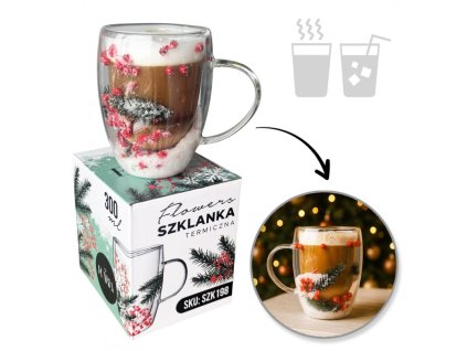 Termosklenice s květinami uvnitř, vánoční ozdoby, sníh 300 ml 1 ks SZK198