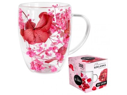 Termosklenice s květinami uvnitř, gypsofila růže 300 ml 1 ks SZK204