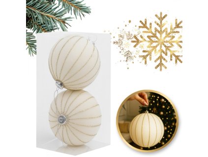 Vánoční dekorace, bílá sametová kulička, XXL, 2 ks. WOZ58