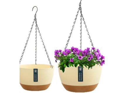 Závěsný květináč krémový 24,5 cm s drenážním systémem ROS09K