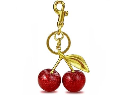Přívěsek na klíče Červená třešeň, zlatý, 12 cm BRL383
