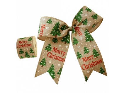 Vánoční stuha na mašli, vánoční dárková stuha 6,3 cm x 2 m KSN140