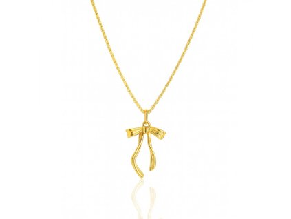 Náhrdelník z nerezové oceli pokovený 14k zlatem, mašle NST2215