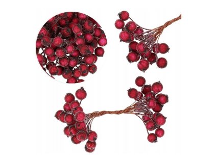 Mrazivé tmavé jeřabiny, umělé, 20 ks, trs, GLZ02