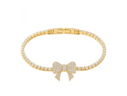 Náramek z chirurgické oceli pokovený 14k zlatem, mašle BST1596