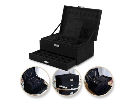 Šperkovnice, pouzdro, organizér, černá PD119CZ