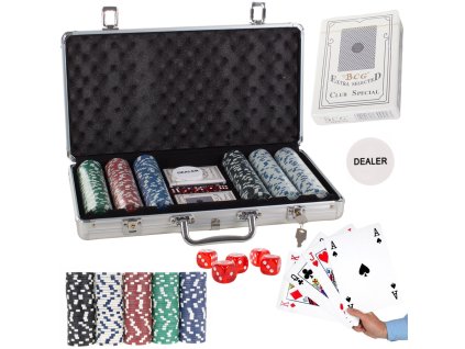 Pokerová sada 300 žetonů 2 balíčky kufřík