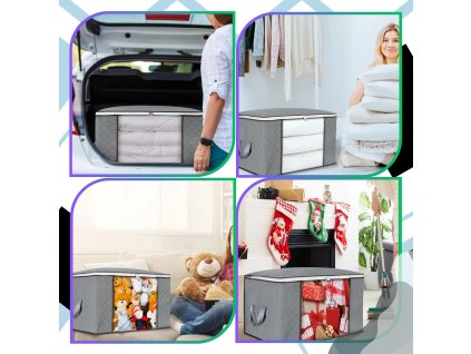 Organizér 90l sada 4 tašek do šatní skříně na ložní prádlo, velký šedý