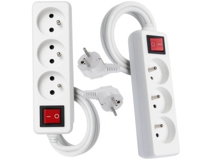 PRODLOUŽOVACÍ KABEL SADA 3 ZÁSUVEK 2 KS GRUNDIG prodlužovací kabel 1,5 m s vypínačem