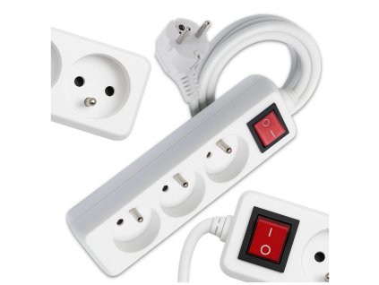 PRODLOUŽOVACÍ KABEL 3 zásuvky GRUNDIG prodlužovací kabel 1,5 m s vypínačem