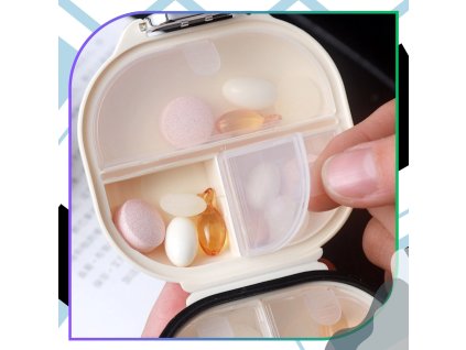 Elegantní mini organizér na léky v krémové barvě