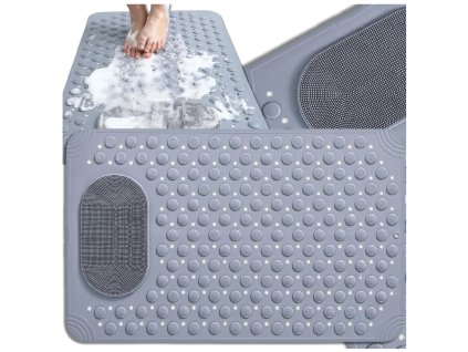 Protiskluzová sprchová předložka do koupelny 69x36 cm, masážní, šedá