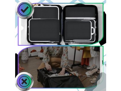 Sada 4 organizérů do cestovního kufru, černá, se zipem