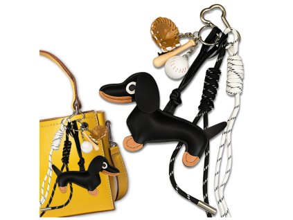 Přívěsek na klíče na tašku, přívěsek na klíče, baseballový přívěsek, jezevčík