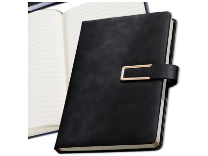 Zápisník/deník A5 elegantní kožený uzávěr černý