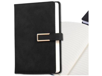 Zápisník/deník A5 elegantní kožený uzávěr černý