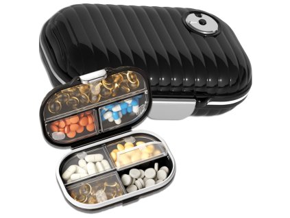 Krabička, pouzdro, organizér na léky, 7 dní, elegantní černá