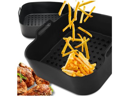 Silikonová vložka do fritézy, opakovaně použitelná pekáč, černá