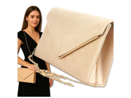 Dámská elegantní večerní semišová kabelka přes rameno