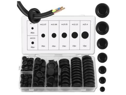 Gumové zátky, sada 200 kusů, zátky pro technologické otvory v karoserii